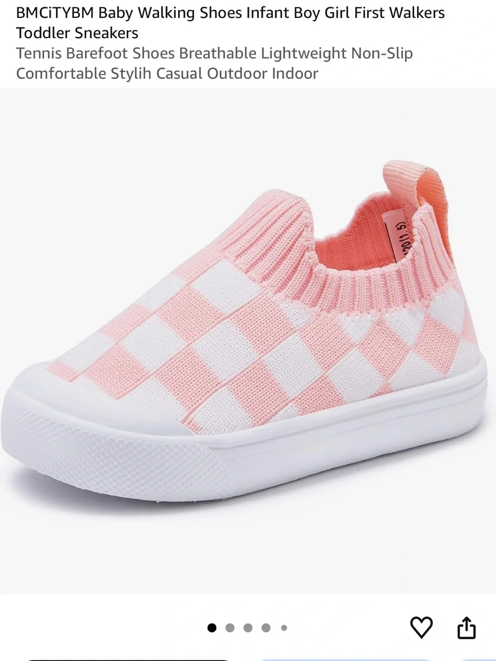 Kids Checker Knit Slip-On Shoes - Pink and White